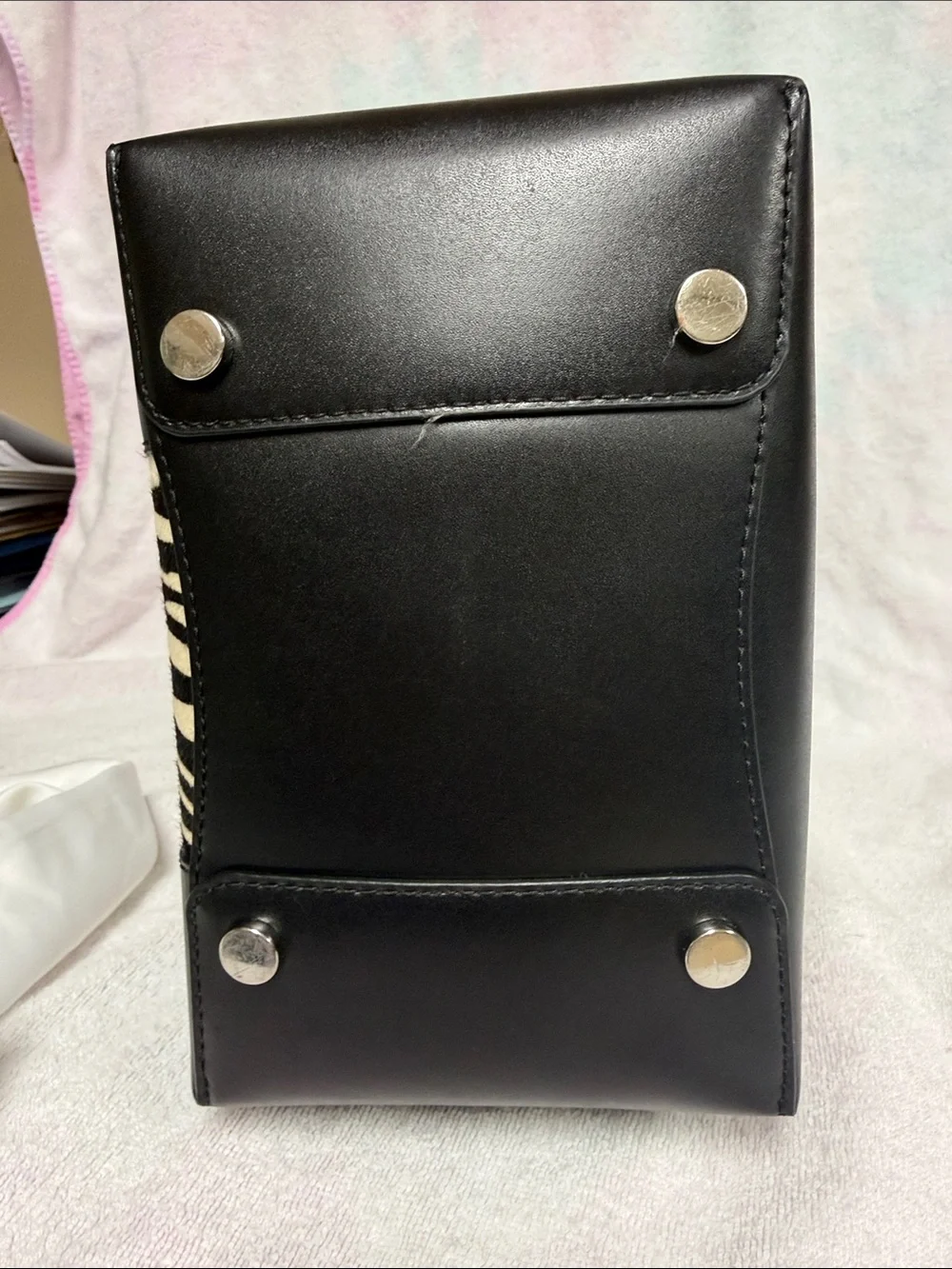 Michael Kors Black & White Zebra-Print Drawstring Crossbody - Picture 5 of 9